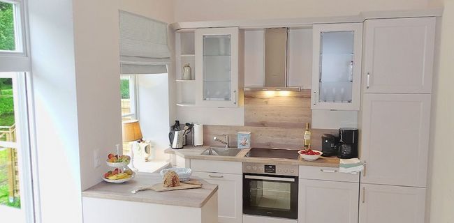 Luxus Ausstattung der großen Küche in der Ferienwohnung nahe der Ostsee